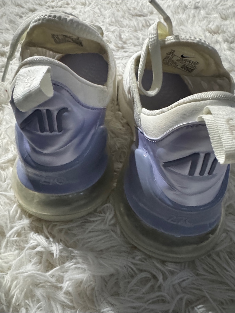 Nike White & Light Purple Air 270 Sneakers